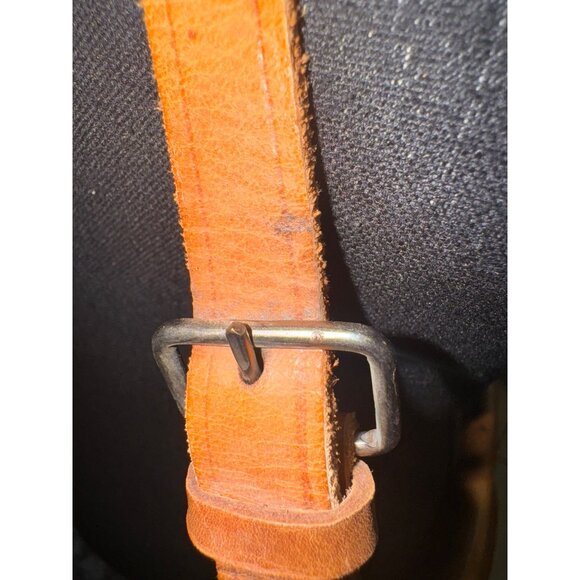 Vintage Congac Leather Messenger Crossbody Bag Adjustable Strap Buckle Closure - Picture 15 of 15